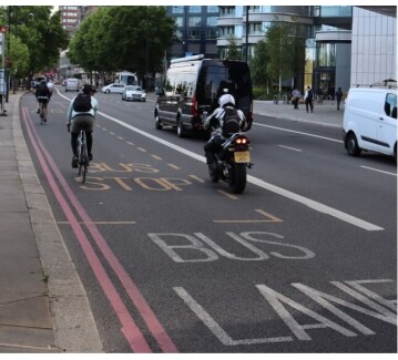 Motorcycles in bus lanes